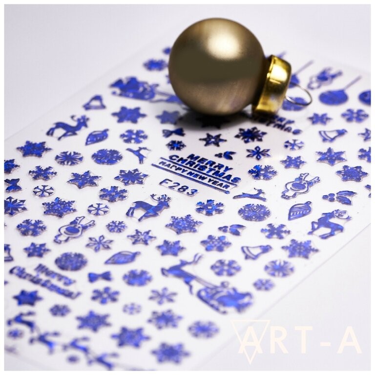 Наклейки Art-A 3D 283 синий Новогодние