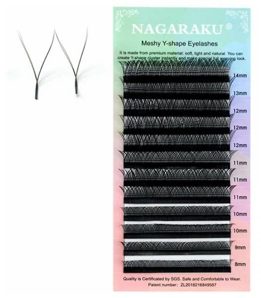 *Ресницы черные NAGARAKU 2D Y-форма Mix - 12 линий АКЦИЯ